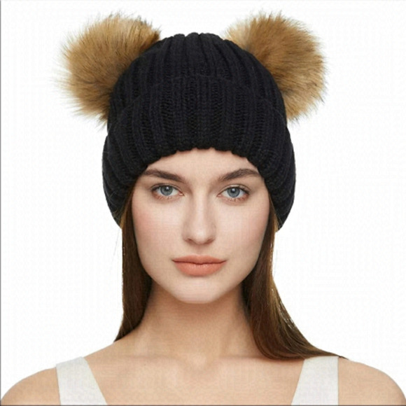 New Double Pom  Pom Knit Beanies - Picture 1 of 4